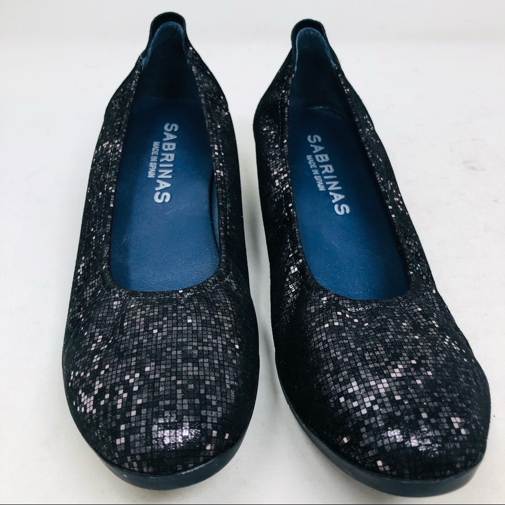 Sabrinas Metallic Black & Silver Wedge Ballet Flats